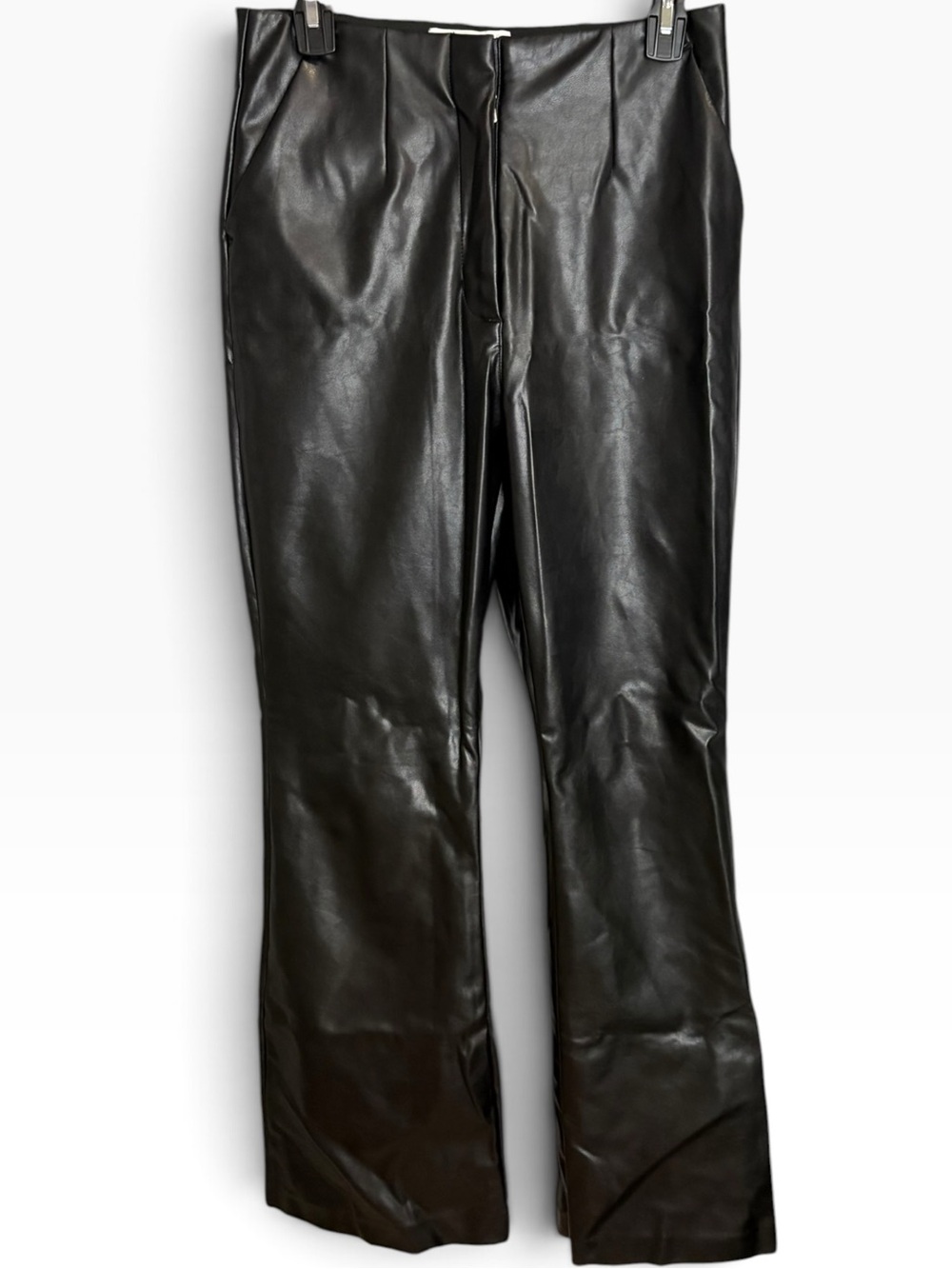 Abercrombie & Fitch Black Faux Leather Flare Pants curve love size 28